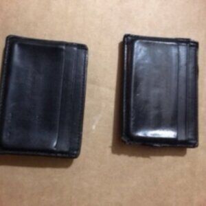 COACH Men’s Black Leather Card Holder Wallet With Money Clip 2 for 1 USED